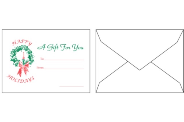 Gift Card sleeve/envelope for the Holiday's - 100 Pieces